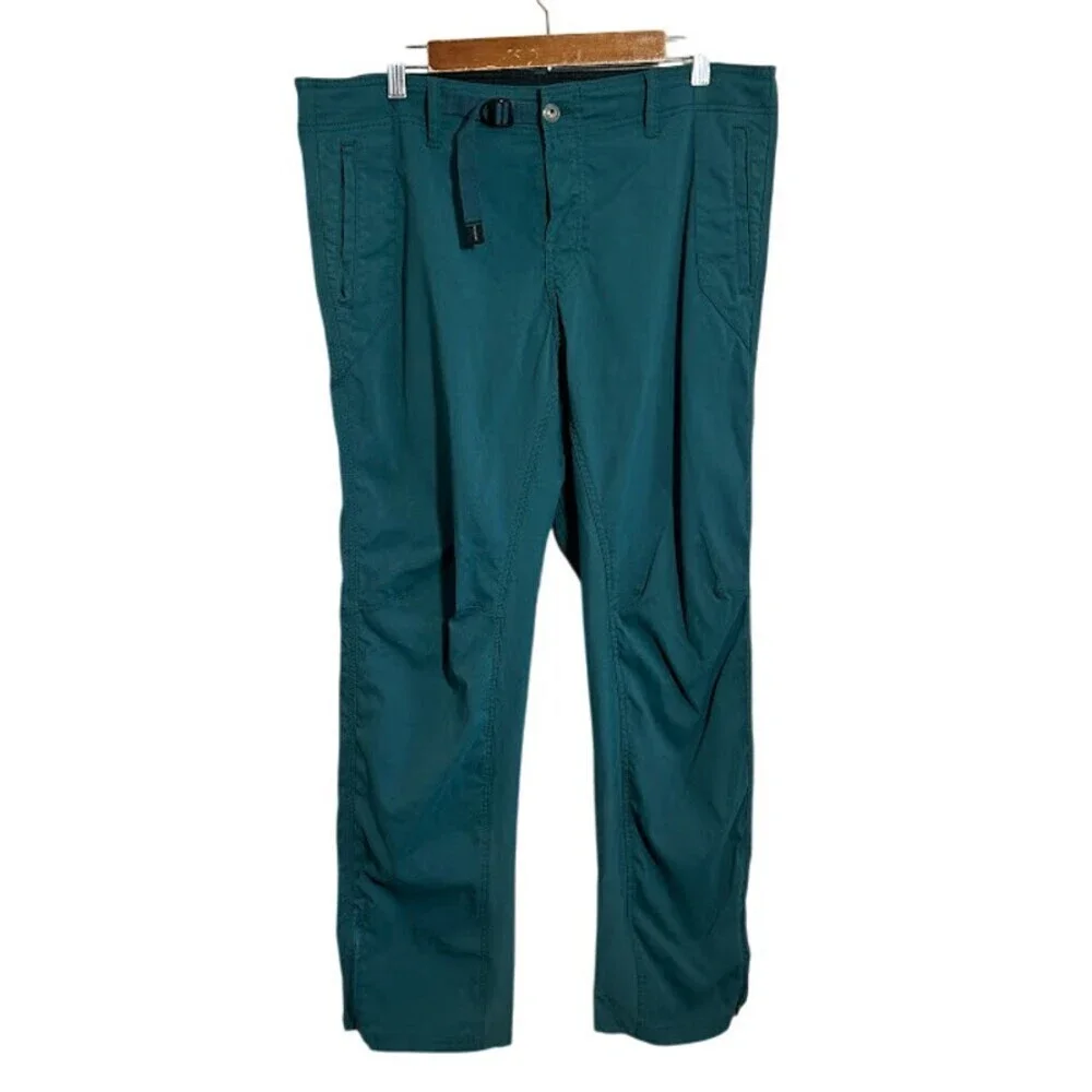 Prana Mens Wyatt Pants 36 Emerald Green Slim Fit Outdoors Discontinued